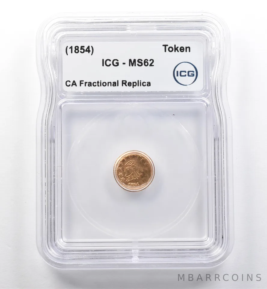 (1854) California Fractional Gold Token Indian Head 1/2 Dollar MS62 ICG *7441