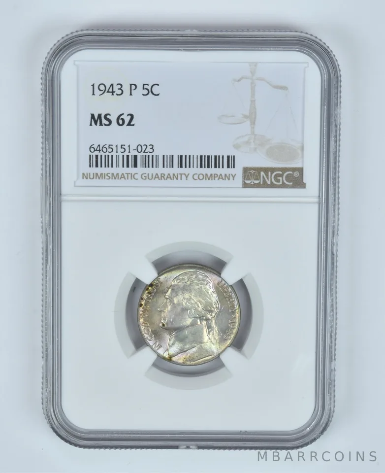 MS62 1943-P Jefferson Nickel NGC TONED *5718