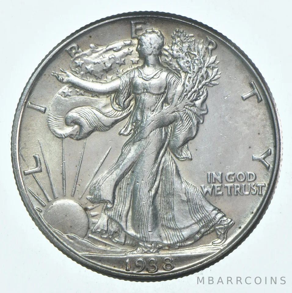 BU 1938-D Walking Liberty Half Dollar Uncirculated 90% Silver