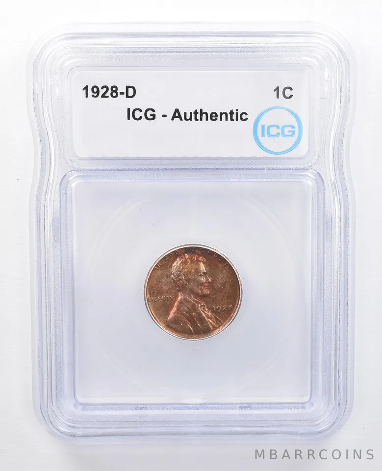 1928-D Lincoln Wheat Cent Authentic ICG Mottled Tone *7627