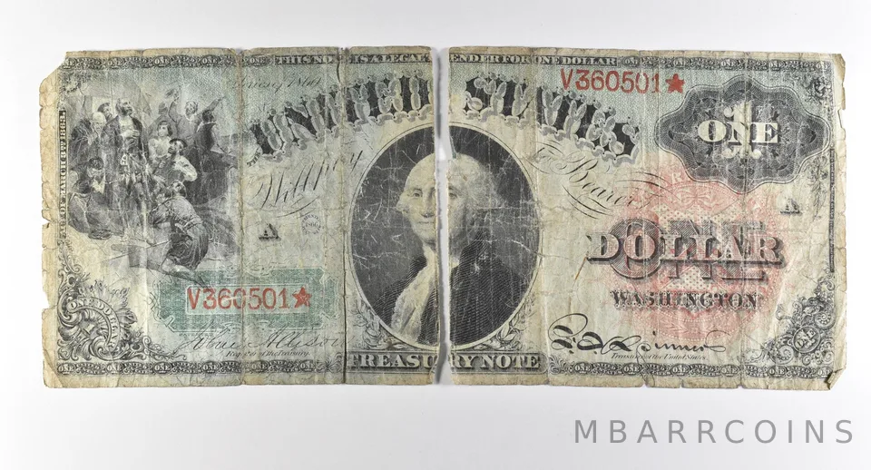 1880 $1 Treasury Note Star Note Large Note Red Seal *2902