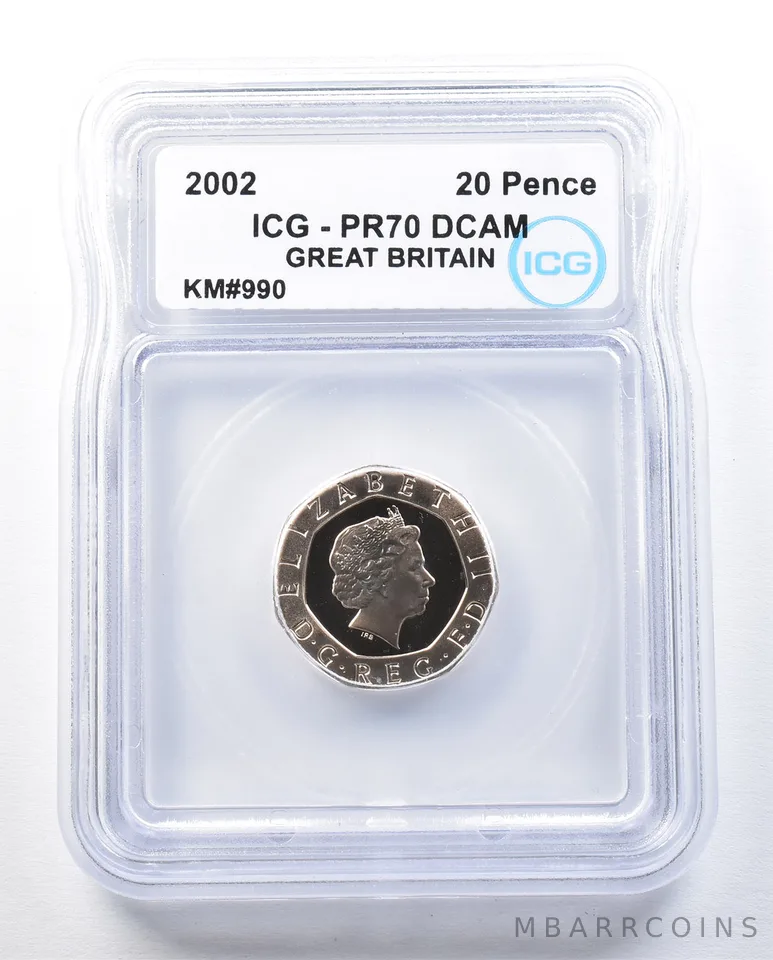 2002 Great Britain 20 Pence KM#990 PR70 DCAM ICG *8992