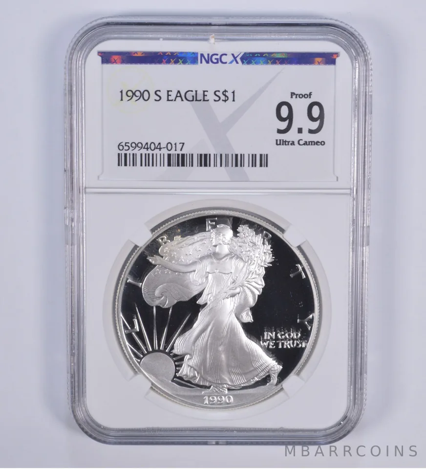 1990-S American Silver Eagle Proof 9.9 NGC X NGCX - Almost PERFECT