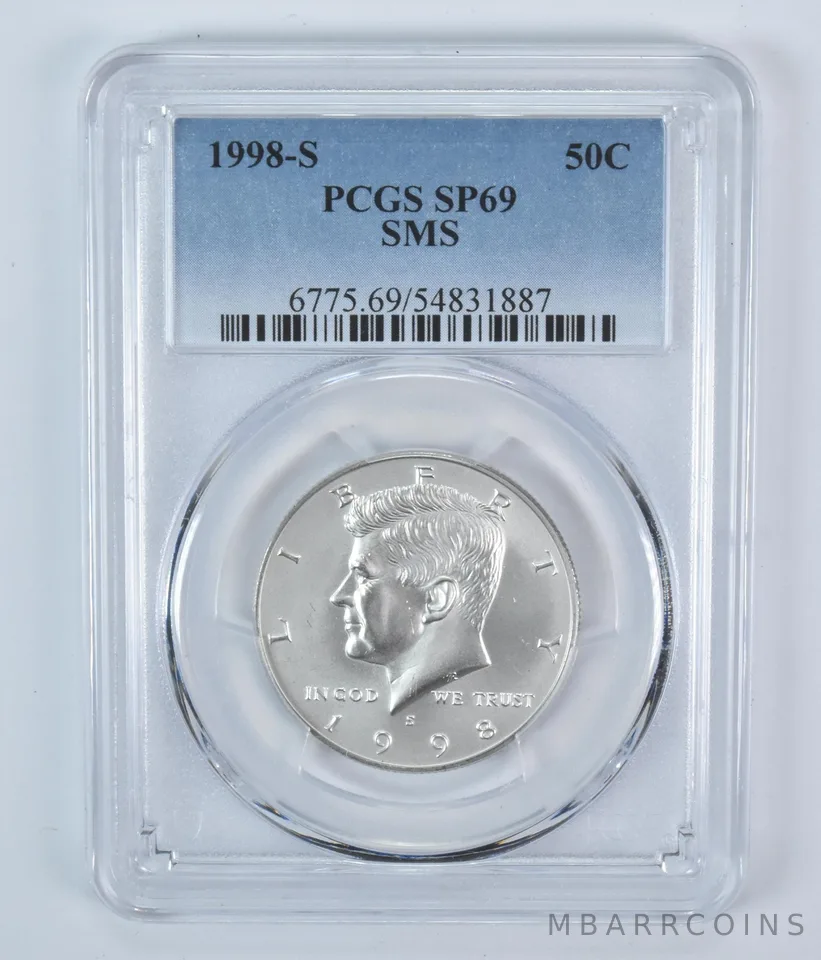 1998-S Kennedy Half Dollar SMS SP69 PCGS 90% Silver