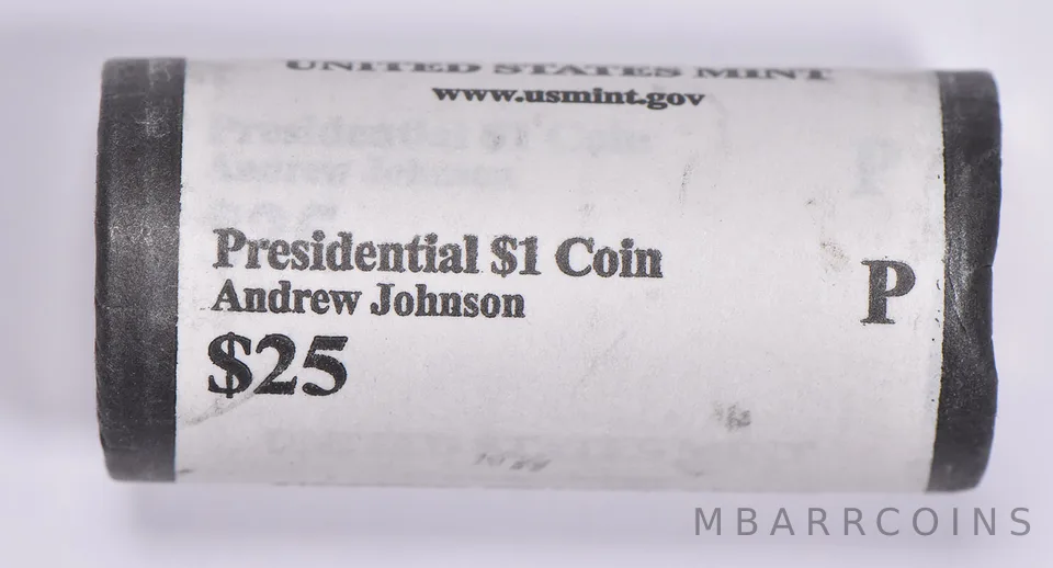 2011-P Andrew Johnson Presidential $1 Coin Roll $25 Unc US Mint BU