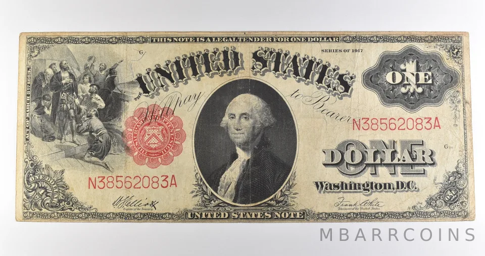 1917 $1 Legal Tender Large Note Red Seal *3556