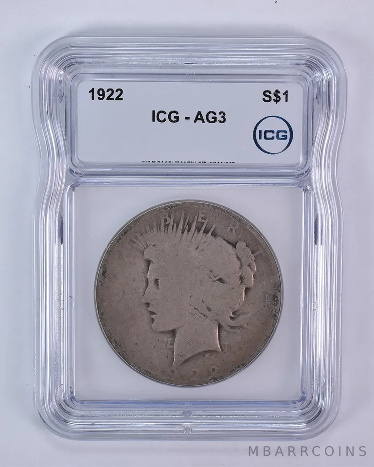 1922 Peace Silver Dollar AG3 ICG Lowball