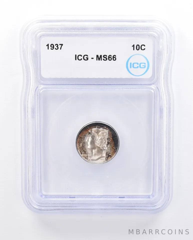 1937 Mercury Dime MS66 ICG Beautiful Tone *6429