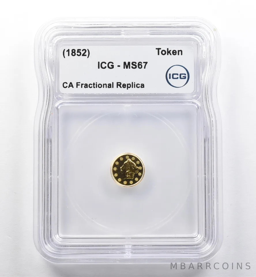 (1852) California Fractional Gold Token Liberty Head 1/2 Dollar MS67 ICG *7428