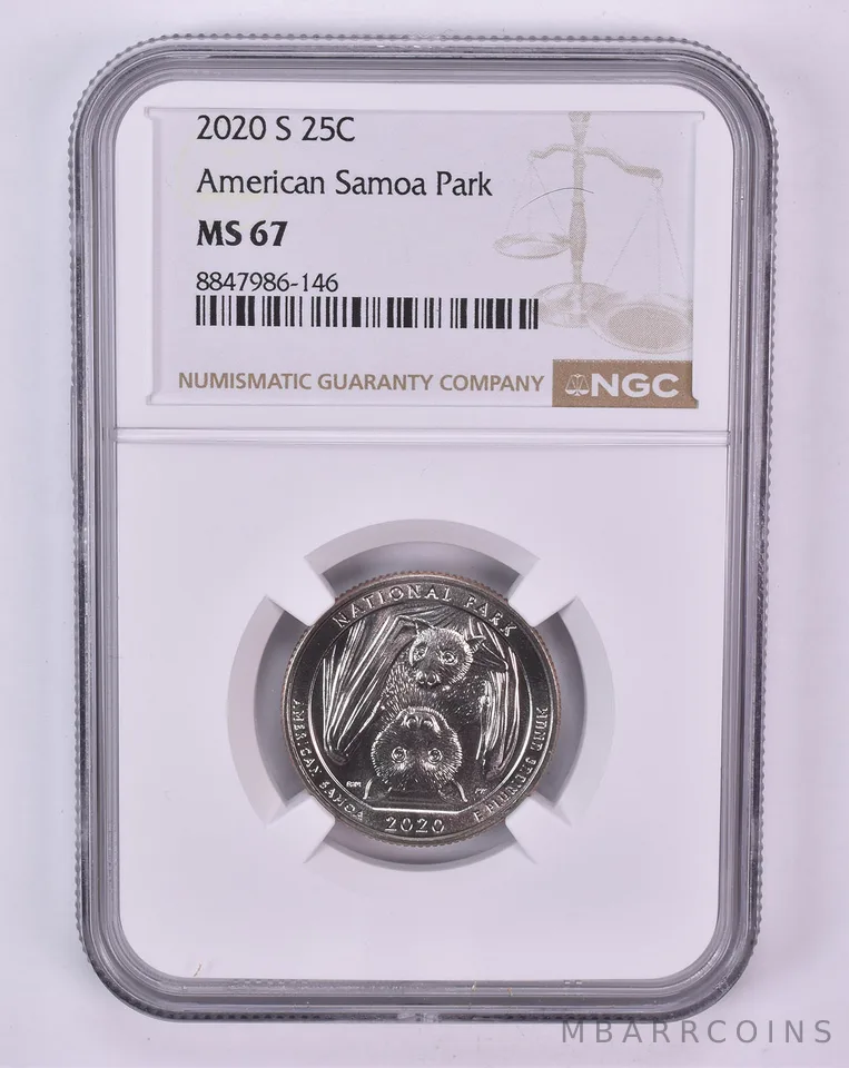 2020-S Washington Quarter American Samoa Park ATB MS67 NGC Brown Label