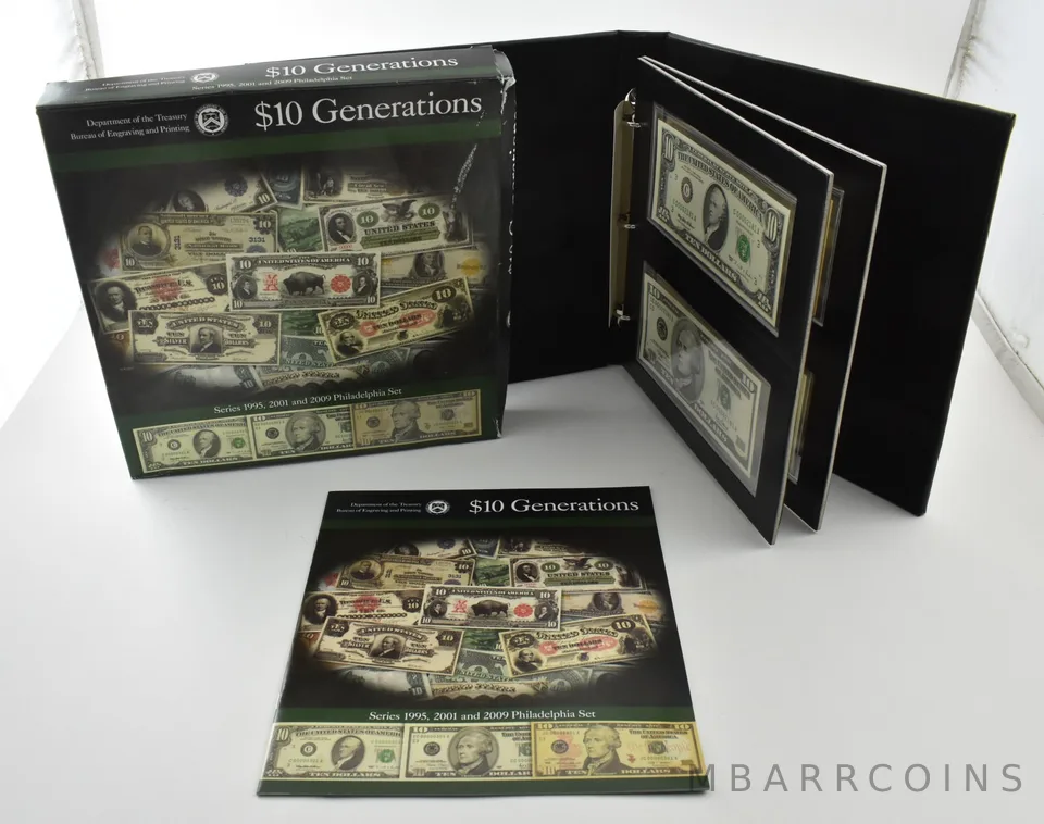 $10 Generations Series 1995/2001/2009 Philadelphia Set Bureau Of Engraving *1057