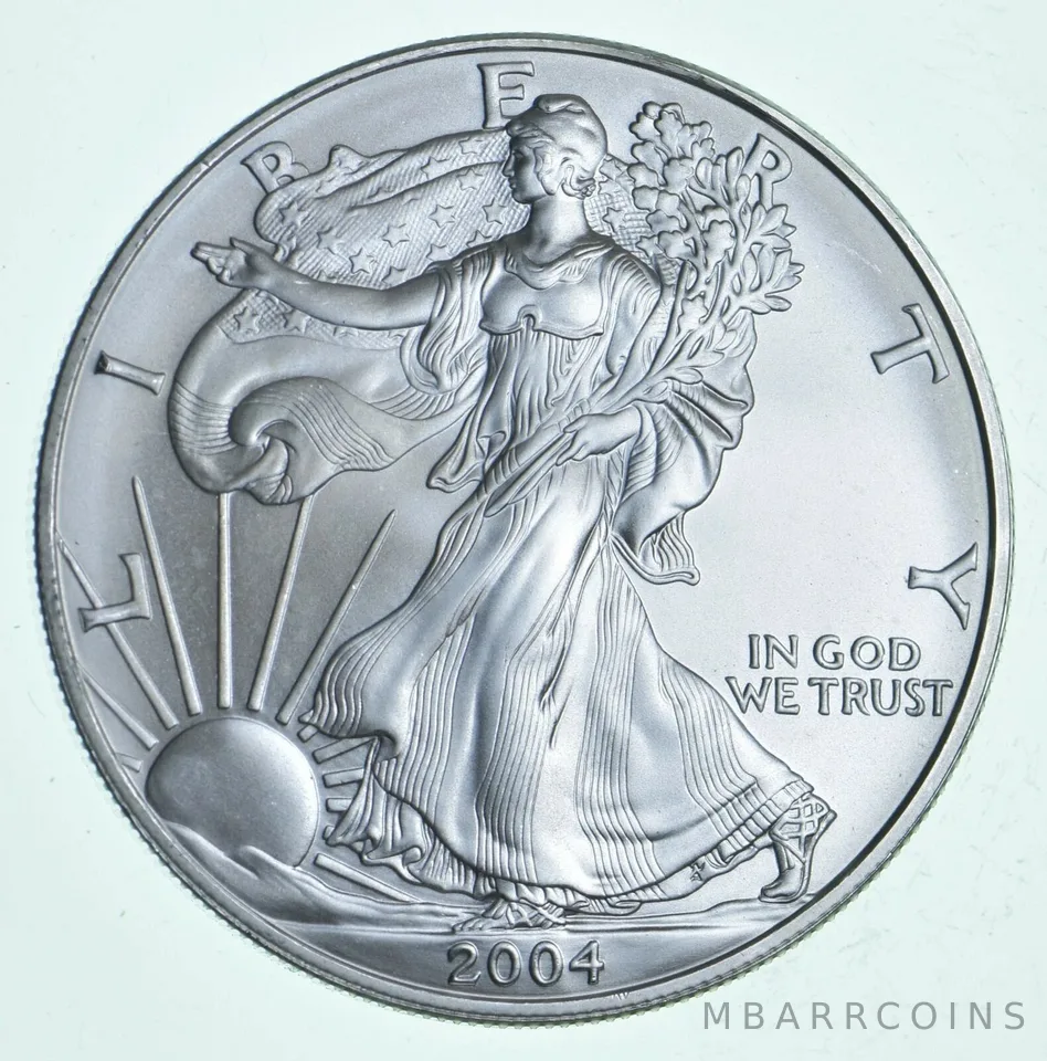 2004 Unc American Silver Eagle 1 Troy Oz .999 Fine Silver