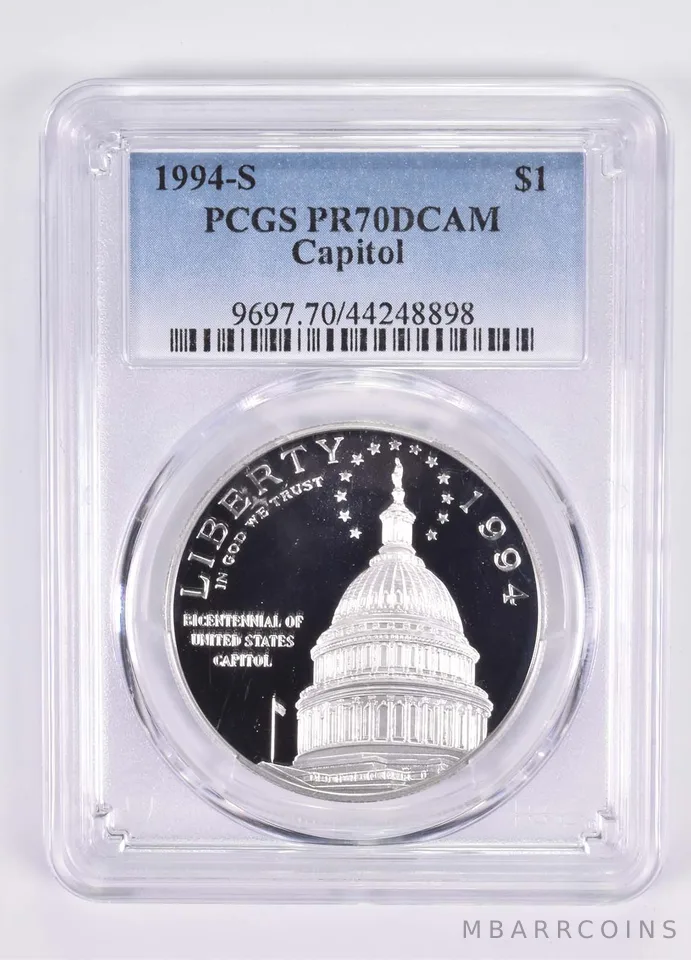 1994-S Capitol Bicentennial Commemorative Dollar PR70 PCGS Blue Label