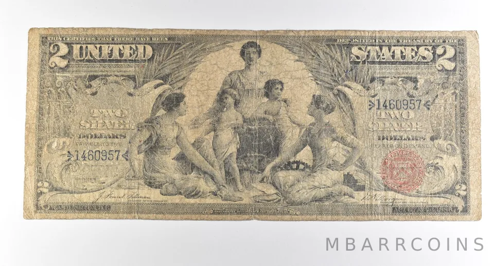 1895 $2 Silver Certificate Large Note Red Seal *3741