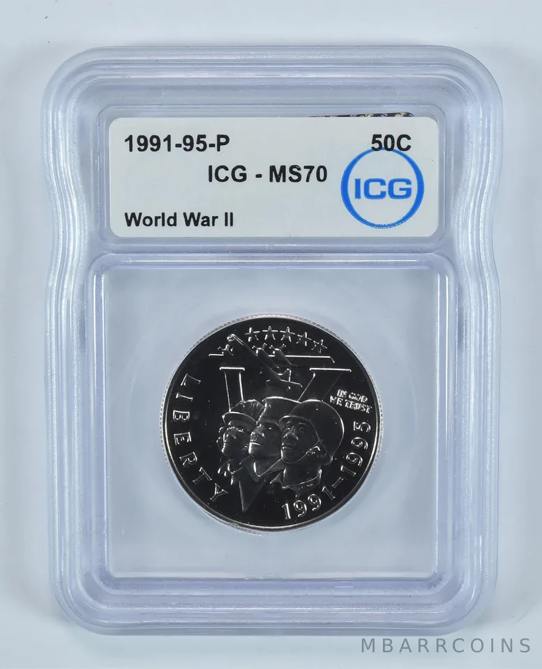 1991-95-P World War 2 WWII Commemorative Half Dollar MS70 ICG