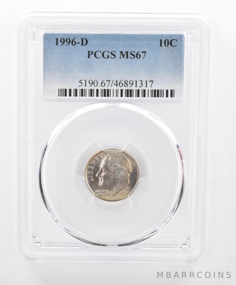 1996-D Roosevelt Dime MS67 PCGS Beautiful Tone *2769