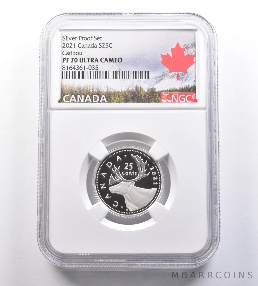 2021 Canada 25 Cents Silver Proof Set Caribou PF70 UCAM NGC a7092