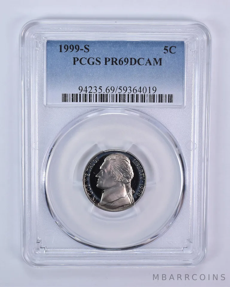 1999-S Jefferson Nickel PR69 DCAM PCGS Blue Label