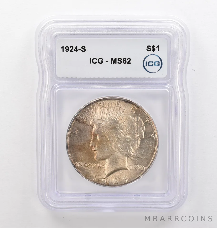 1924-S Peace Silver Dollar MS62 ICG Beautiful Tone *9779