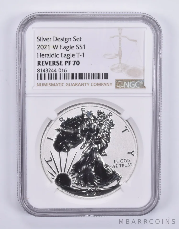 2021-W American Silver Eagle T-1 Silver Design Set Reverse PF70 NGC
