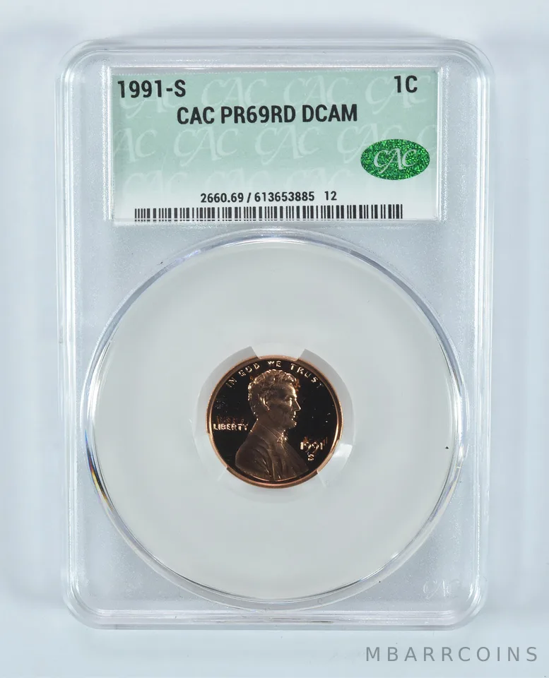 1991-S Lincoln Memorial Cent PR69 RD DCAM CAC CACg