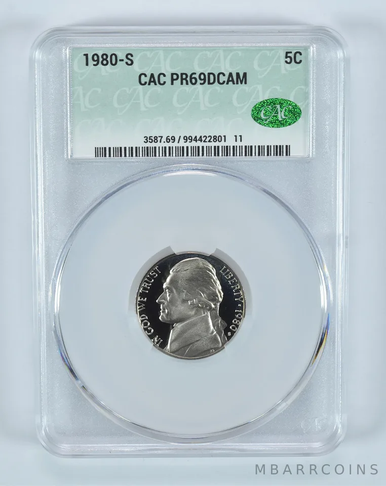 1980-S Jefferson Nickel PR69 DCAM CAC CACg