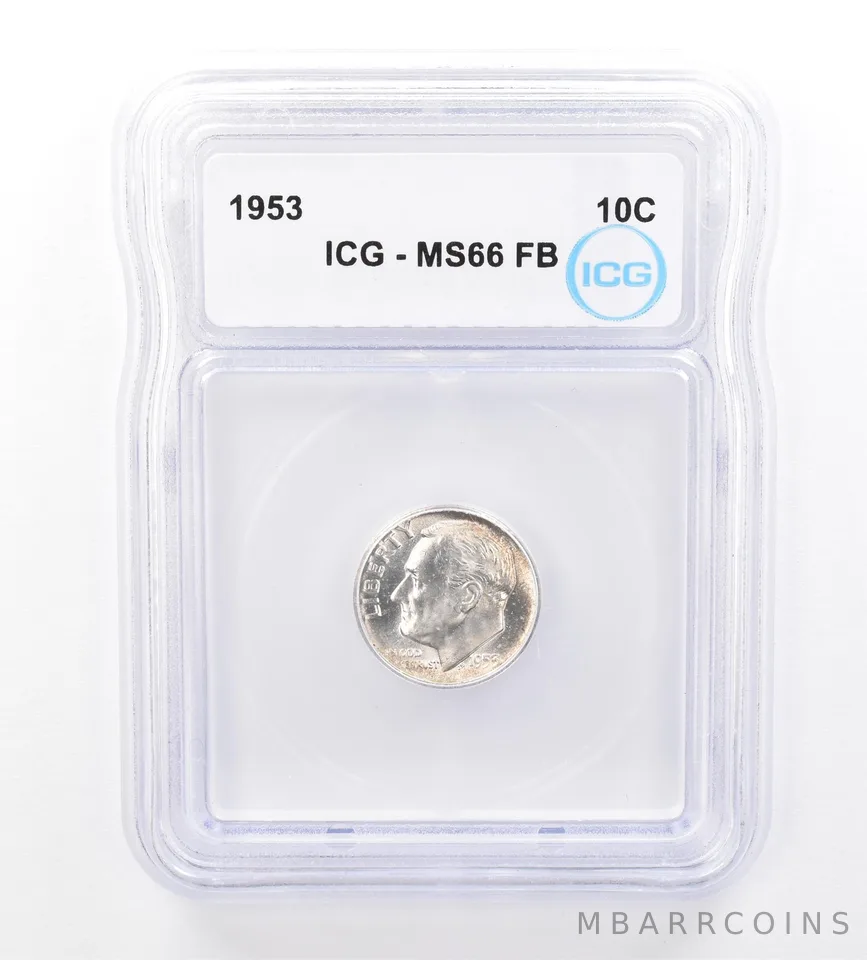 1953 Roosevelt Dime MS66 FB ICG Beautiful Tone a1592