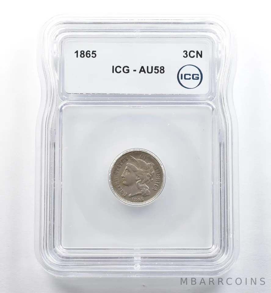 1865 Three Cent Nickel AU58 ICG *3700