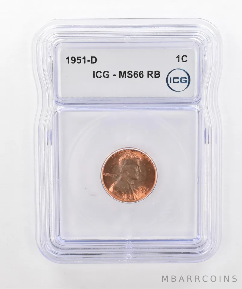 1951-D Lincoln Wheat Cent MS66 RB ICG Beautiful Tone *2917