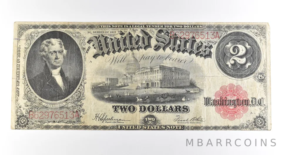 1917 $2 Legal Tender Large Note Red Seal *2633