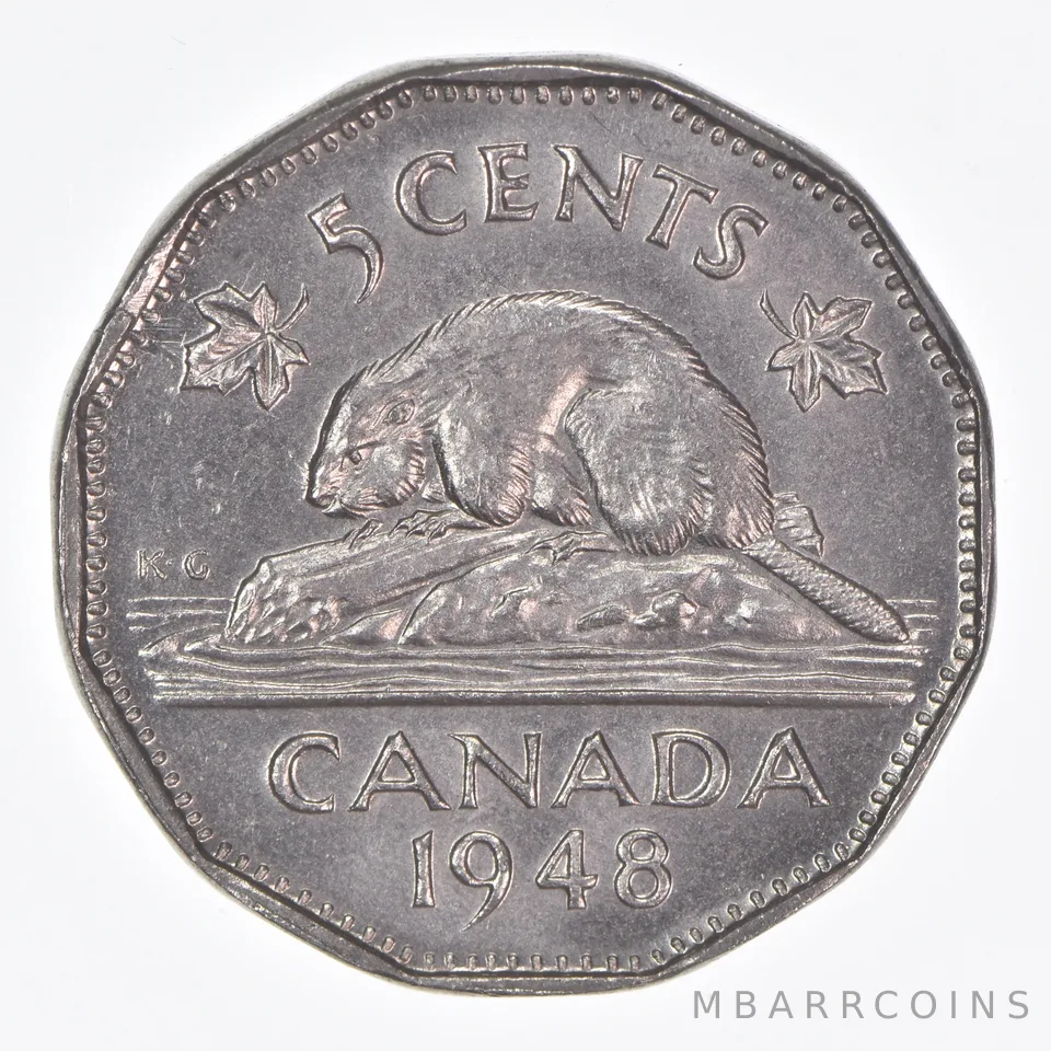 Better Date - 1948 Canada 5 Cents World Coin *004