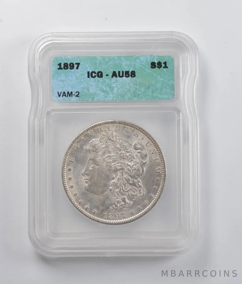 AU58 1897 Morgan Silver Dollar VAM-2 ICG a5908