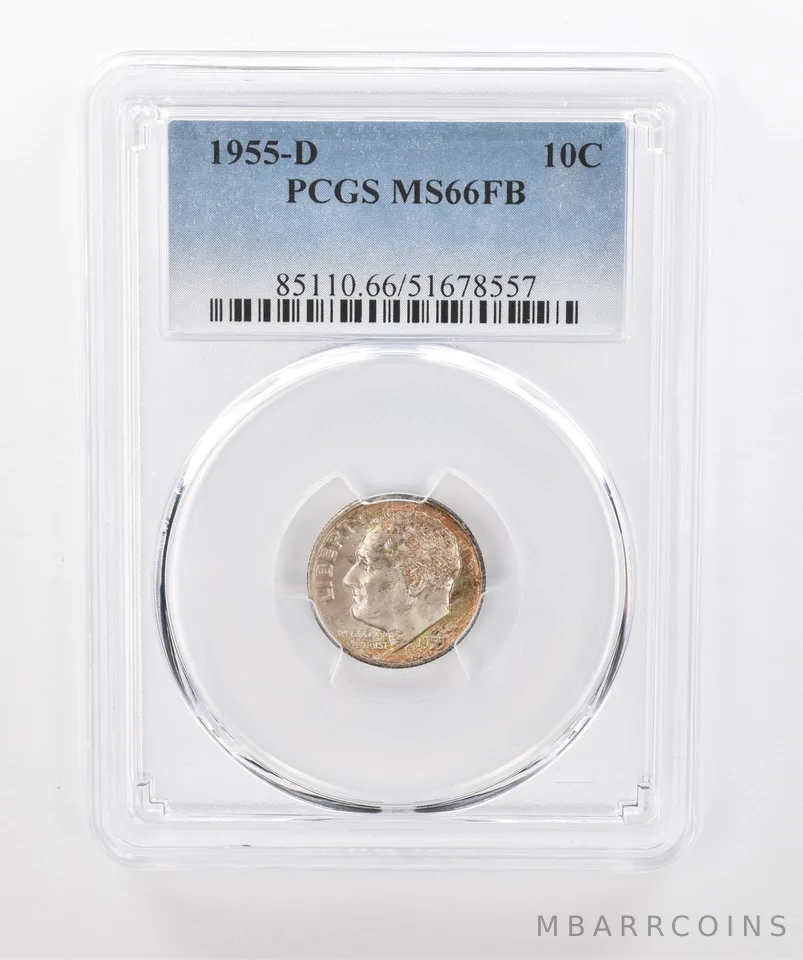 1955-D Roosevelt Dime MS66 FB PCGS Beautiful Tone *1410