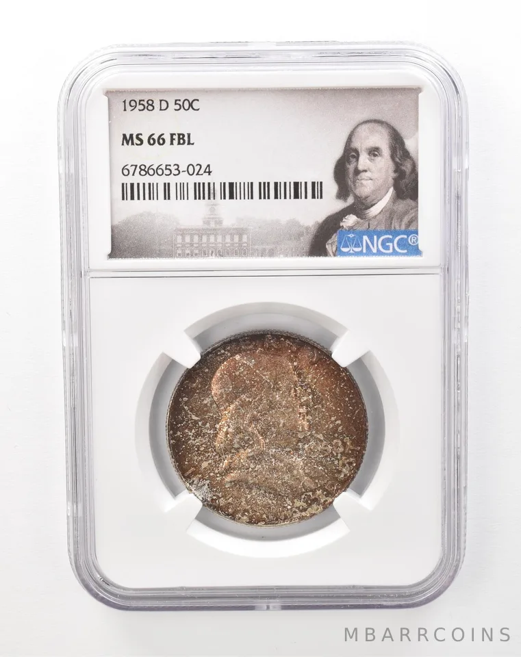 1958-D Franklin Half Dollar MS66 FBL NGC Beautiful Tone a2246