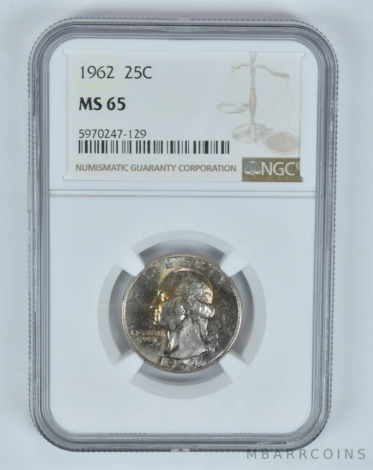 MS65 1962 Washington Quarter - Graded NGC Toned! *8919