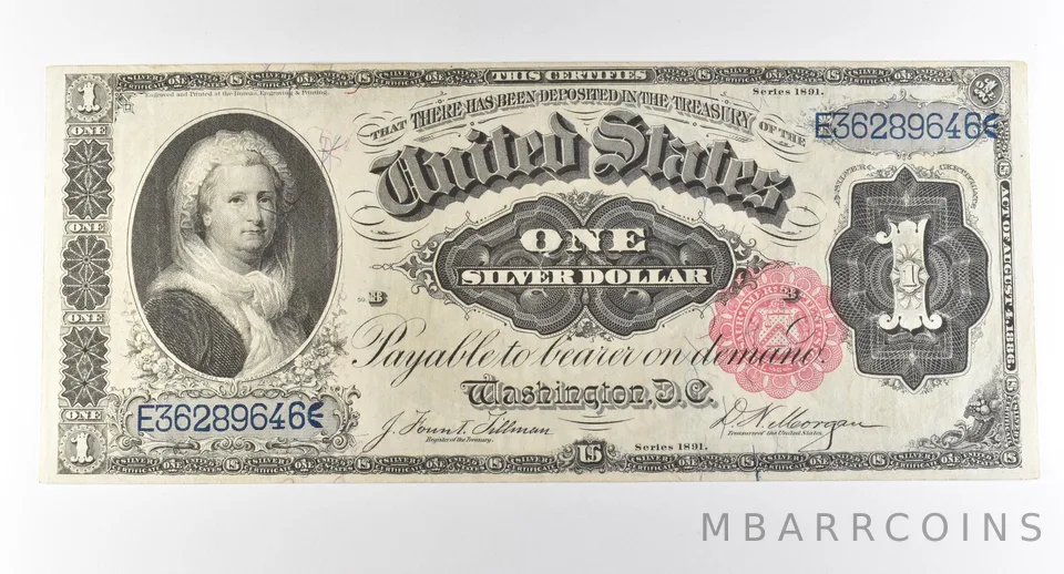 1891 $1 Silver Certificate Large Note Red Seal *3026
