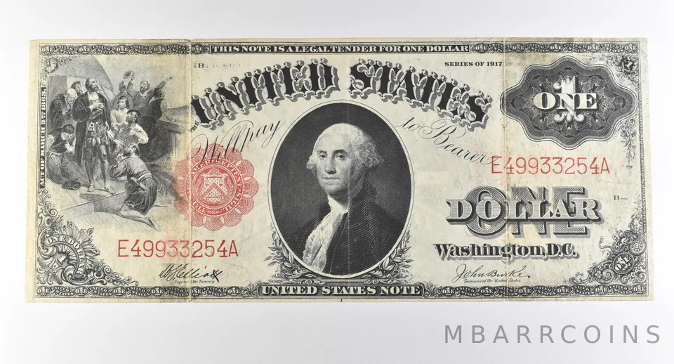 1917 $1 Legal Tender Large Note Red Seal *2885