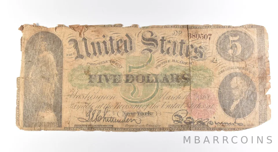 1863 $5 Legal Tender Large Note Red Seal *2629