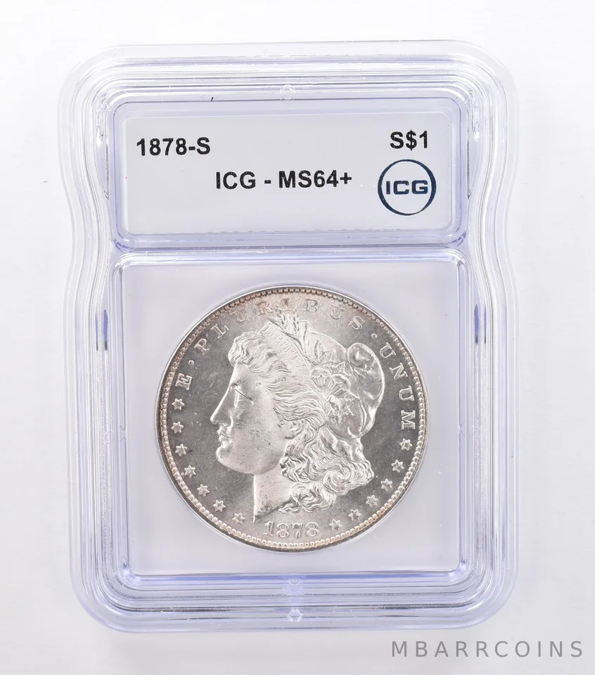 1878-S Morgan Silver Dollar MS64+ ICG Beautiful Tone Reverse a9203