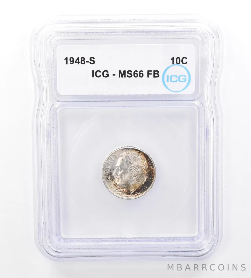 1948-S Roosevelt Dime MS66 FB ICG Beautiful Tone a1623