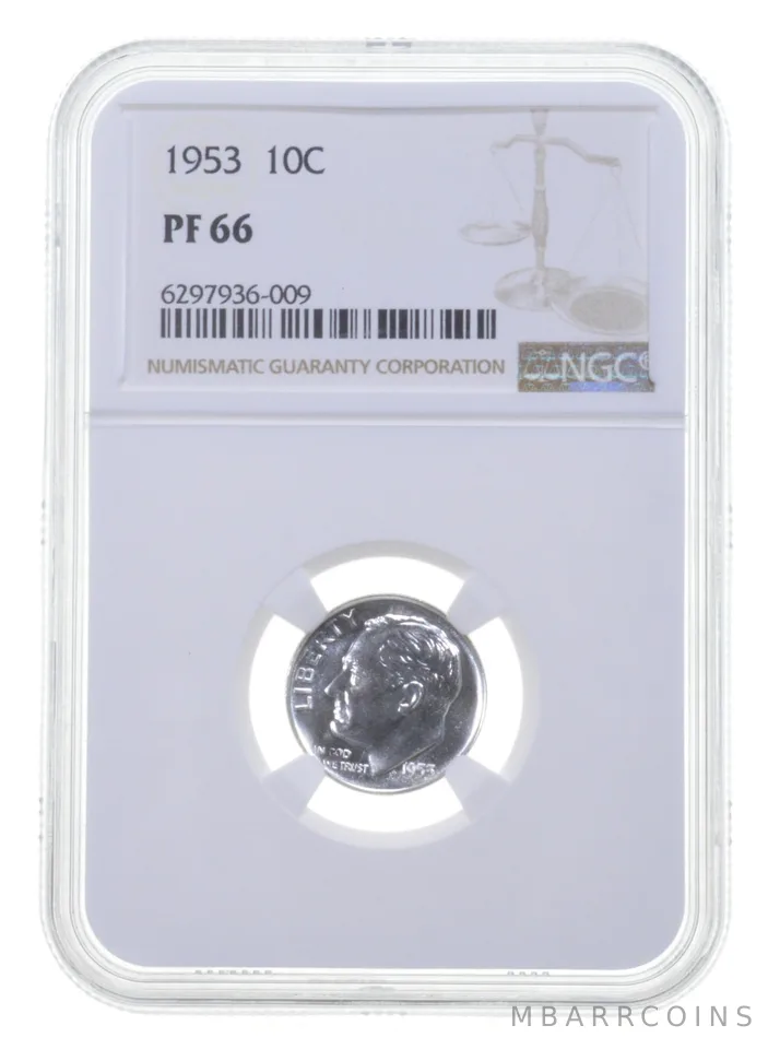 1953 Roosevelt Silver Dime PF66 NGC PR Proof