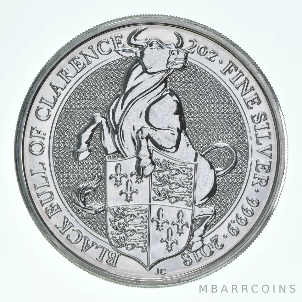 2018 Great Britain 5 Pound Silver Queen's Beasts Bull Of Clarence 2 Oz