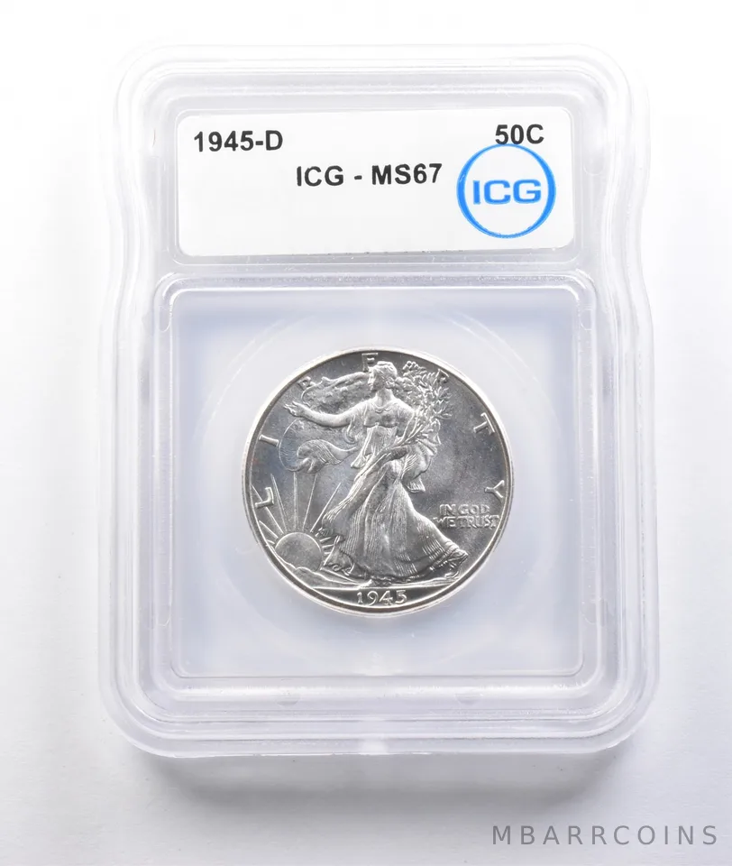1945-D Walking Liberty Half Dollar MS67 ICG a6758