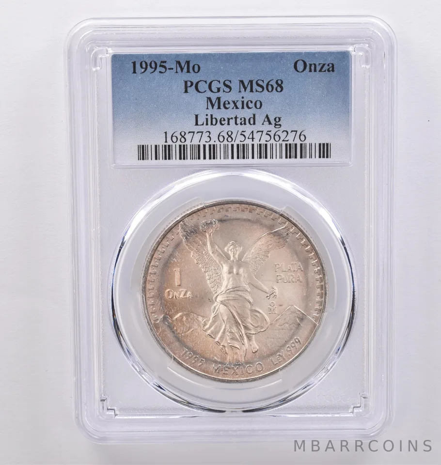 1995 Mo Mexico 1 Onza Silver Libertad MS68 PCGS Beautiful Tone *8950