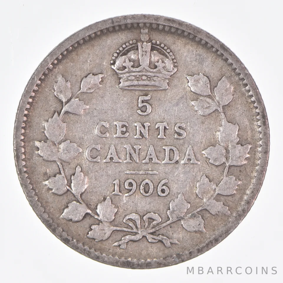 Better Date - 1906 Canada 5 Cents World Coin- Silver *289