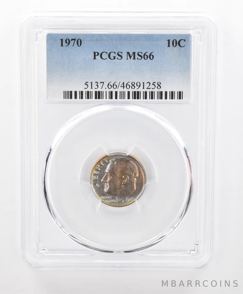 1970 Roosevelt Dime MS66 PCGS Beautiful Tone *2754