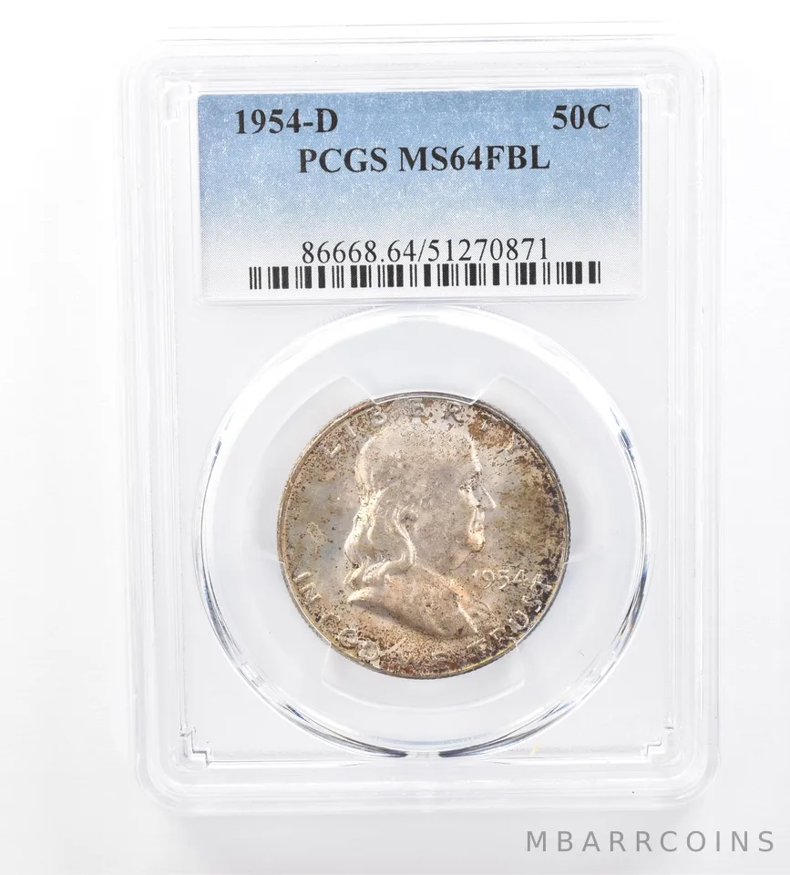 1954-D Franklin Half Dollar MS64 FBL PCGS Beautiful Tone *1753