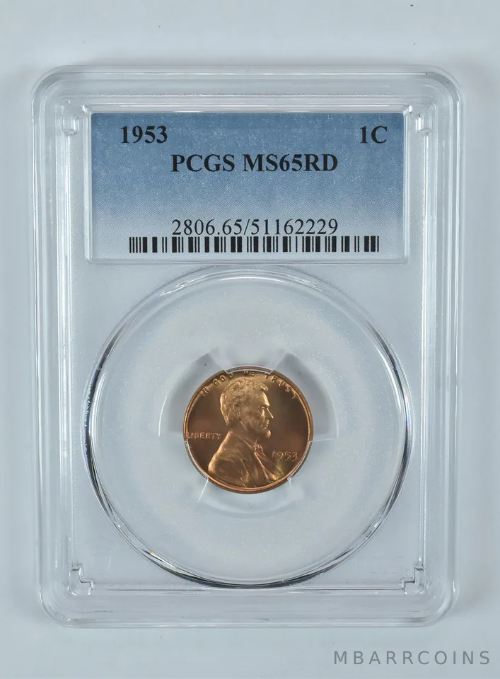 1953 Lincoln Wheat Cent MS65 RD PCGS Blue Label