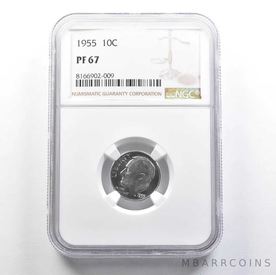 1955 Roosevelt Dime PF67 NGC PQ Cam Look *7656