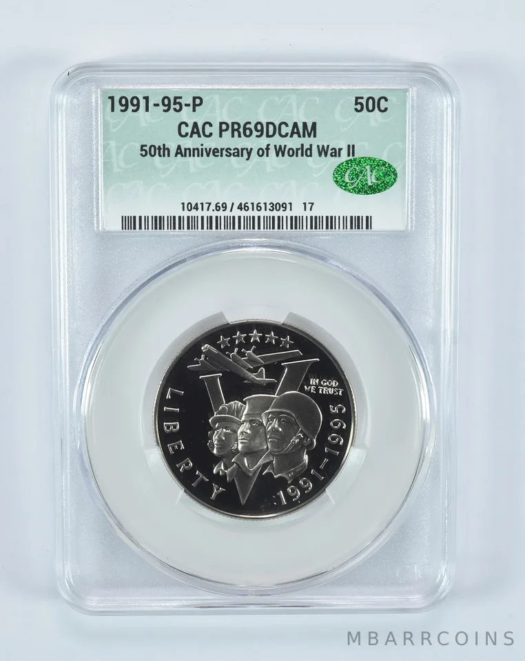 1991-95-P World War 2 WWII Commemorative Half Dollar PR69 DCAM CAC CACg